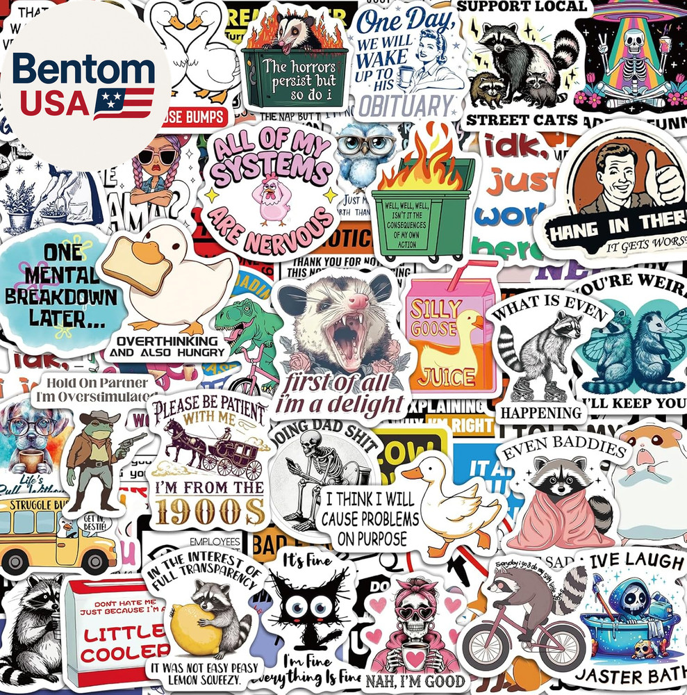 300 Pcs Funny Stickers for Adults, Water Bottle Vinyl Meme Laptop Waterproof Cut
