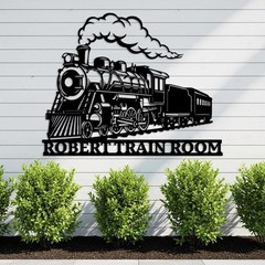 Custom Train Room Metal Sign, Personalized Railroad Wall Art, Retro Man Cave