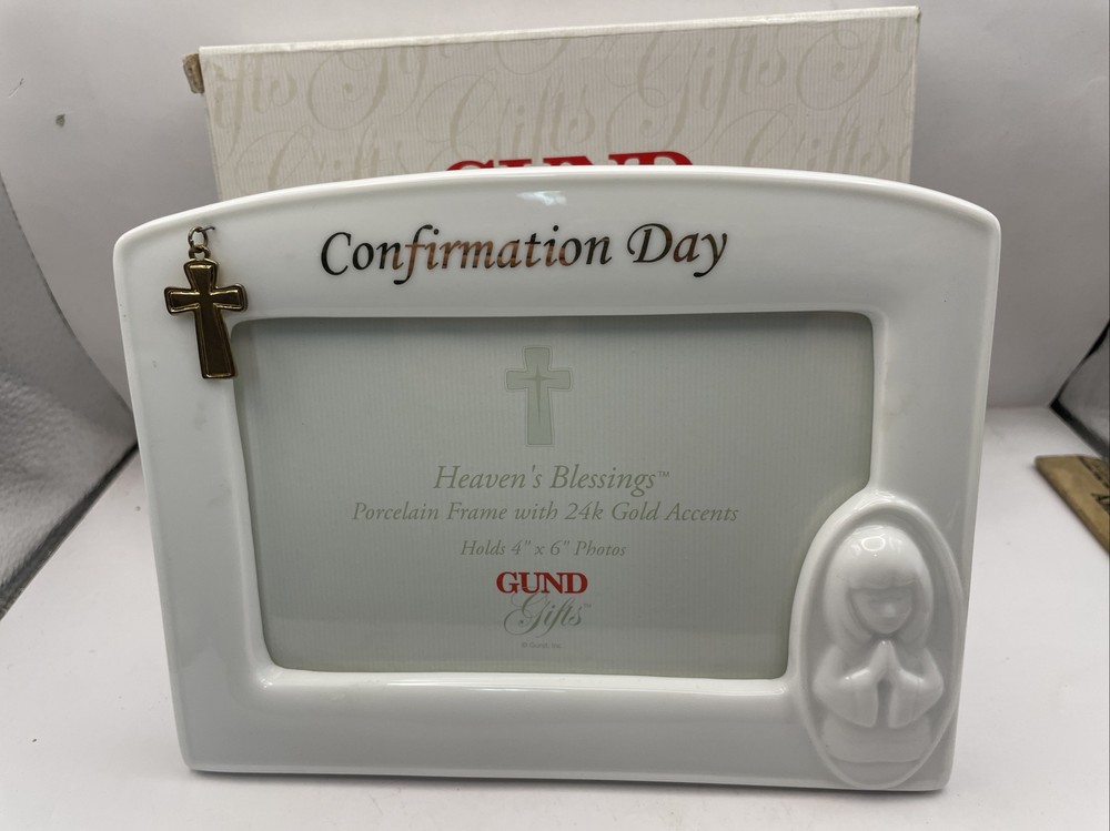 New 4X6 Confirmation Porcelain frame with 24k gold accents Gund Gifts GA54