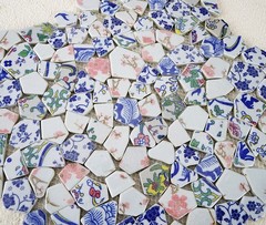 Lanyani Broken Ceramic Porcelain Tiles for Mosaic Crafts Glazed Irregular Blu…