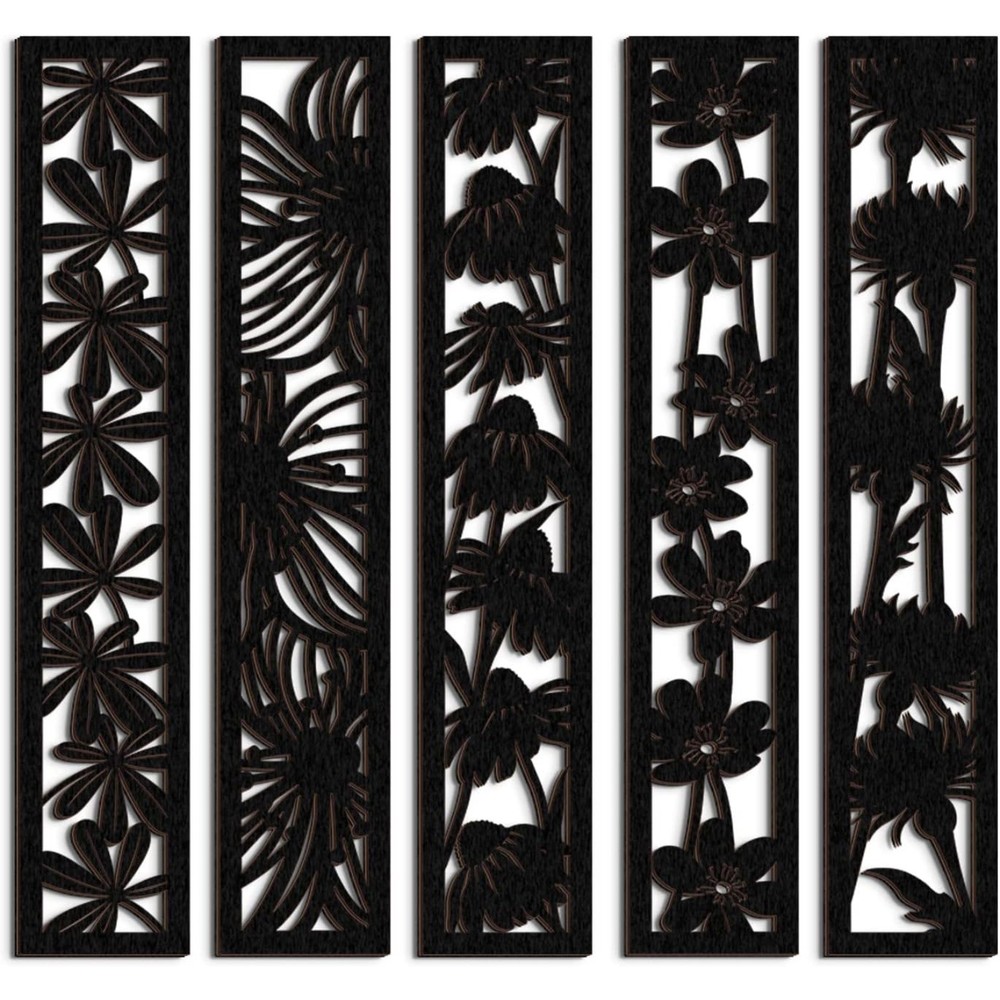 5 Pieces Wooden Wall Art Hollow Wall Decor Home Decorations 15.7 x 2.9 x 0.2»