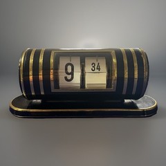 1950’s Germany Kohler 7 Jewel Horizontal Cylinder Flip Clock in Art Deco Style