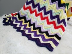 Vintage retro 70s afghan granny blanket colorful rainbow decor nursery