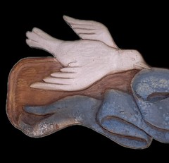 Peace Dove Wheat Flower Carved Wood Wall Plaque Above Door Decor Folk Art