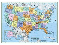 USA United States Wall Map Color Poster 32″x24″ – LARGE PRINT Rolled Paper