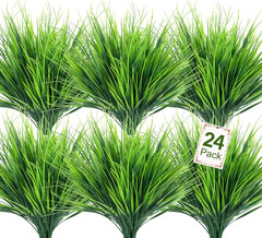 Ouddy Decor 24 Bundles Artificial Plants Outdoors Fake Wheat Grass Faux Greenery