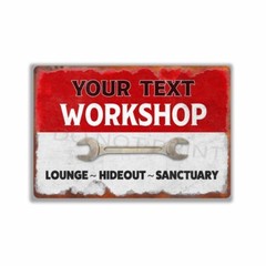 Toys Fixed for FREE Vintage Rustic Red OVER White Workshop METAL SIGN or DECAL