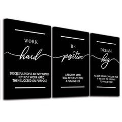 Motivational Wall Art – Inspirational Canvas Poster Prints Black Quotes Paint…