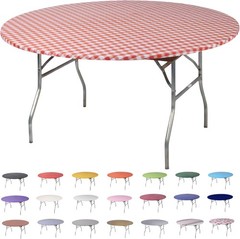 Kwik-Covers 10 Pack of Round Plastic Table Covers – 60″ or 72″ Round – Indoor or