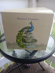 Beautiful Peacock Indoor / Outdoor Tabletop Fountain Works Great Cracker Barrel