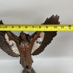Ceramic Native American Eagle Dancer Statue, Hand Painted {GG}
