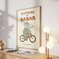 Vintage Elephant Nursery Wall Art French Storybook Style Print
