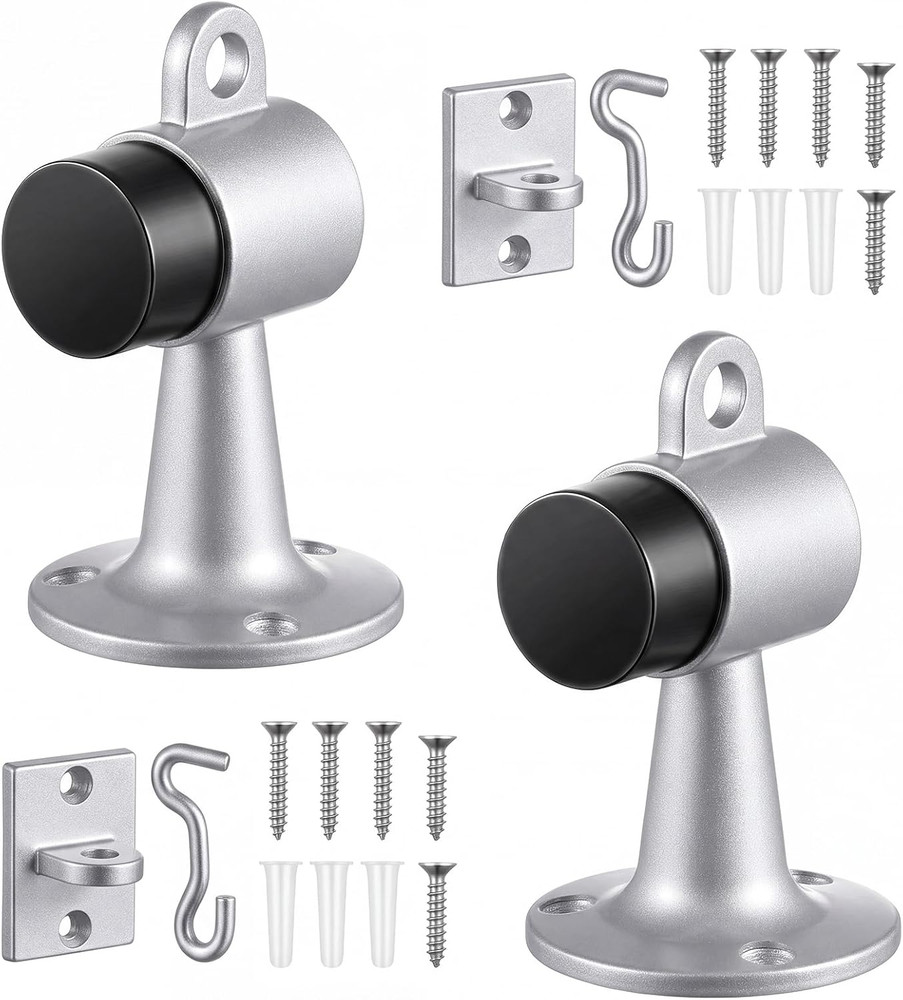 2 Pack Heavy Duty Floor Mounted Door Stop 3.5 Inch Aluminum Commercial