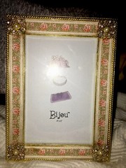 BiJou Bella Lux Frame Floral Genuine Crystal Embellished Gold W/ribbon 4×6 New