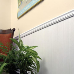 1/4 In. D X 7-1/4 In. W X 36 In. L Glue-On Tongue and Groove White PVC Wainscoti