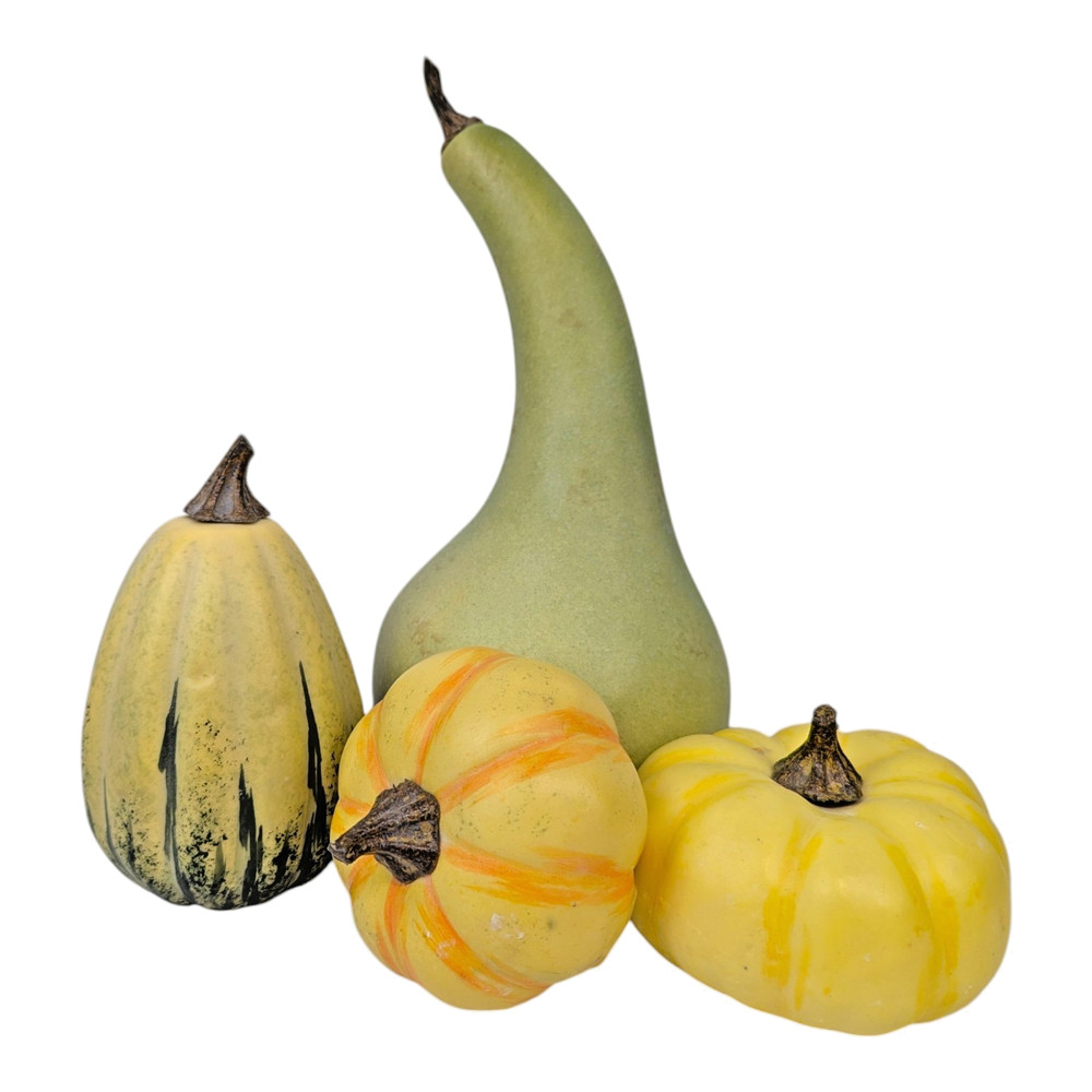 Pottery Barn Set of 4 Faux Gourds & Pumpkins Fall/Autumn Harvest Thanksgiving