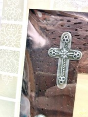 Wood & Silver Multi Silver Crosses Picture Frame Distressed Wood Photo Cross New