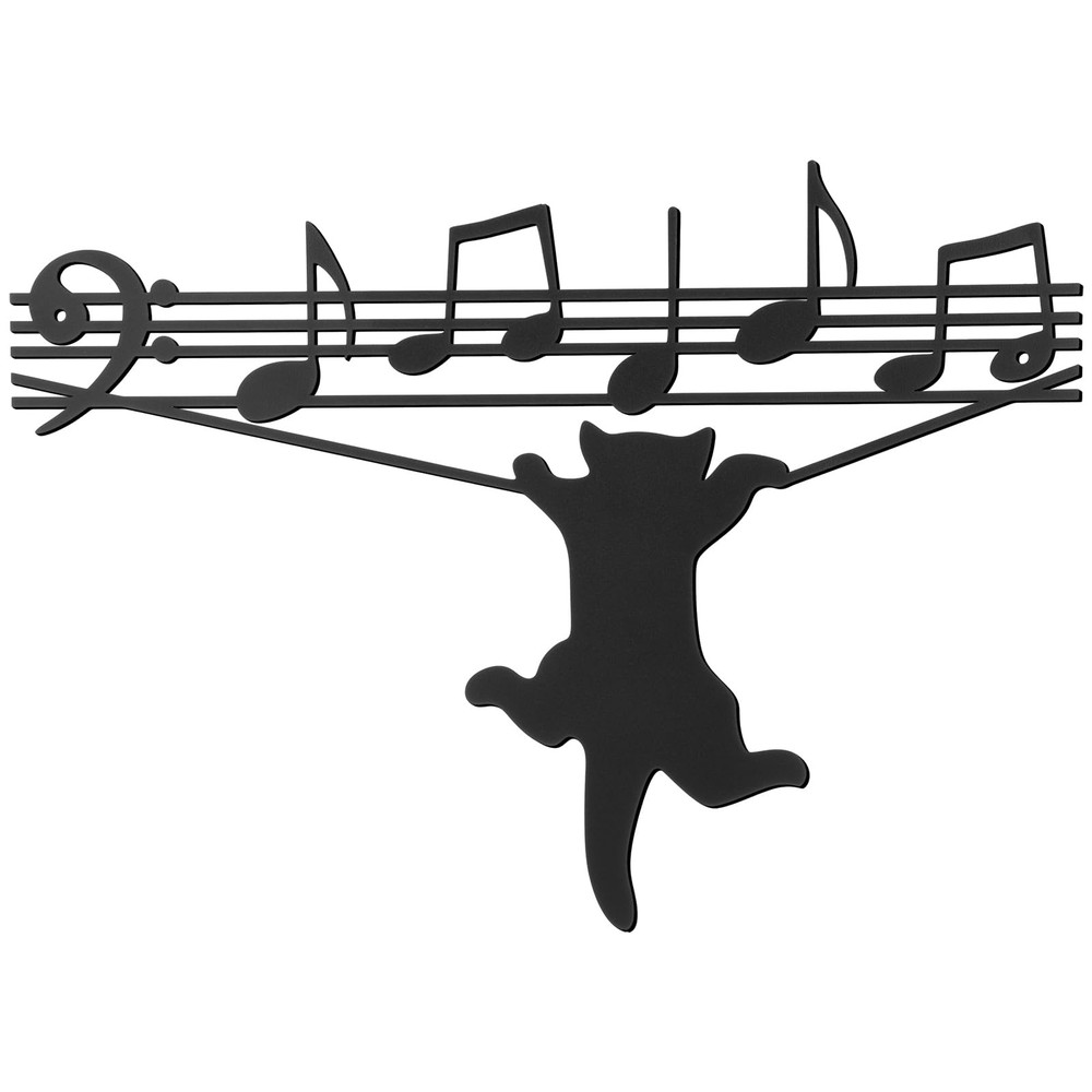 Black Cat Music Notes Metal Wall Art Hanging Decor for Home Office Gift
