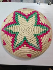 Southwest Style Ceremony Basket 11″ Round Star Floral See Pictures