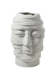 Ceramic Plaster Modern Abstract Bandaged Human Head Vase 26cm x 17cm – New