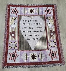 Woven Throw Blanket Friendship Angels Rustic