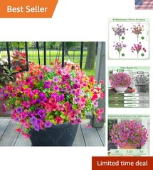 Vibrant Fuchsia & Rose Red Faux Flowers – 12 Bundles for Garden Enhancement