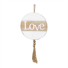 Carved Love Round Hanger Wooden Wall Decor 6×6, 13.5in Rustic Home Accent
