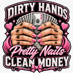 Dirty Hands Clean Money 3” UV DTF Decal Hard Hat Construction Worker Heart