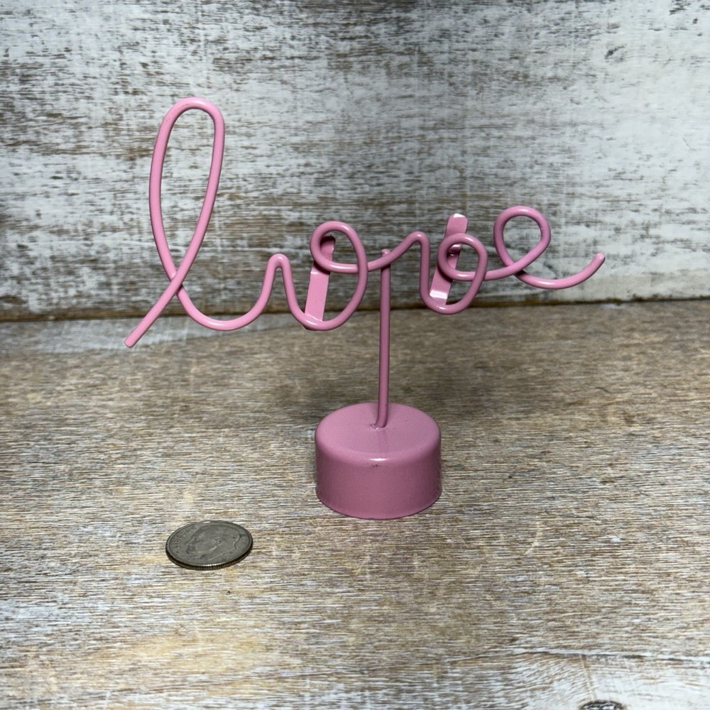 Unbranded LOVE Metal Picture With Clips Frame Script Letter PINK 3.5″x3″