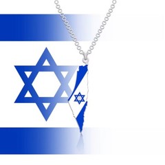 Israel Necklace Israeli Flag Silver Chain Gift Free Shipping!