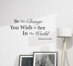 Wall Decal Inspirational Quote Change World Ghandi Vinyl Decor Black gz449