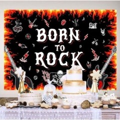 «Born To Rock» Backdrop Banner 7ft x 5ft Flame Theme For Party & Event Decoratio
