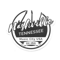 Nashville Vinyl Sticker Decal Music City USA Tennessee Guitar Travel Journal