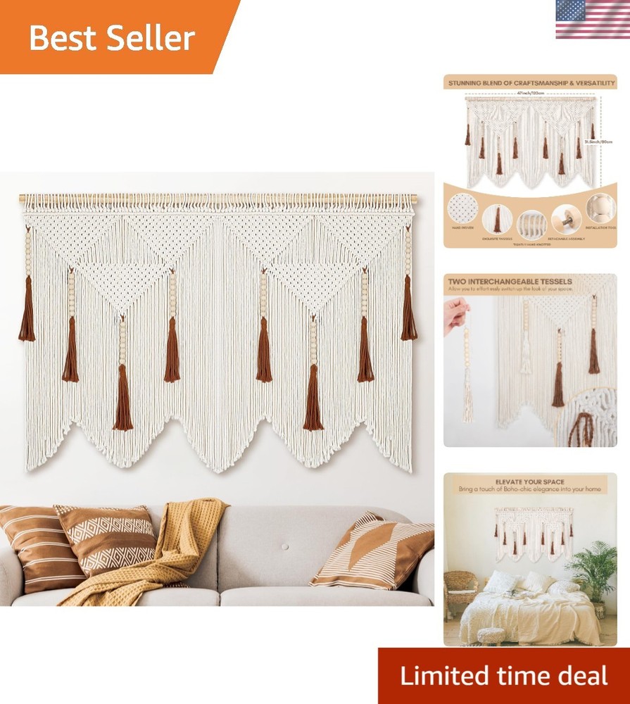Versatile Macrame Wall Art – Customize with Elegant or Warm Tassels, 2×2 Inches