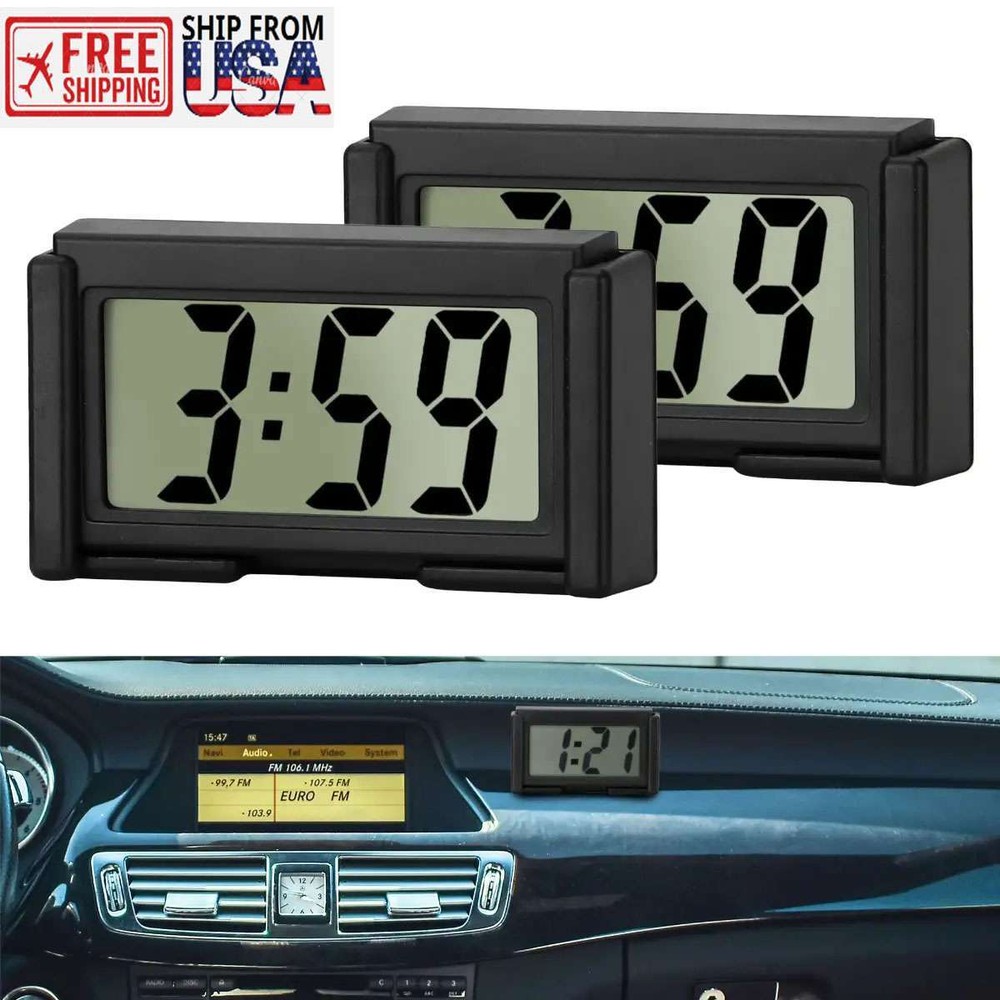 1-4X Mini Car Dashboard Digital Clock For Vehicle Large LCD Time Screen Portable