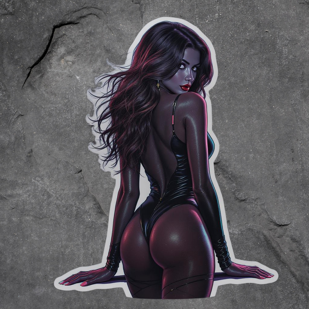 Pinup girl sticker vinyl decal thong bikini model sexy seductive busty cleavage