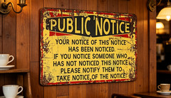 Novelty Funny Public Notice Sign Wall Decor for Bar Owner Farmer Home Office