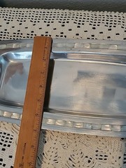 Handcrafted Mother of Pearl Inlay Silver Tone Tray Rectangular India Reflective