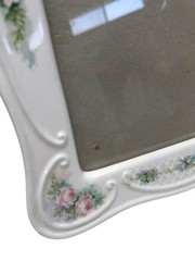 Vintage 1990 Floral Ceramic Picture Frame 9.5×12 Shabby Cottage Decor