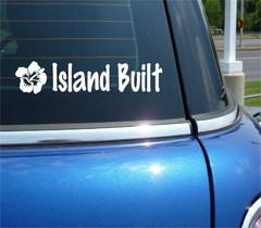 HIBISCUS FLOWER ISLAND BUILT OCEAN BEACH SAND DECAL STICKER FUNNY CAR TRUCK