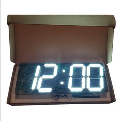 Large LED Wall Clock Remote Control Auto Dimmer Countdown Timer White Display