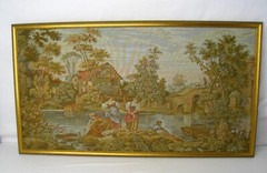 Italian Tapestry Washing Day At The Mill Horizontal Framed 33.5″ x 18.5″