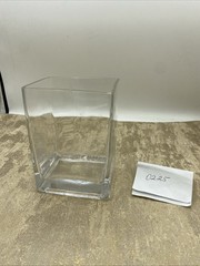 Modern Contemporary Rectangular Clear Glass Open Floral Vase 3.75”X 3”X 5.5” T