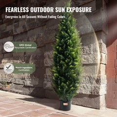 VEVOR 2 Pack 4′ Artificial Cedar Topiary Tree Faux Plant UV Decor In/Outdoor