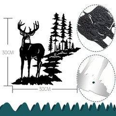 Metal Forest Wall Art Deer Decor Rustic Hunting Sign 11.8″ X 7.9″ Art Black