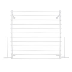 Wall-Mounted 12-Rod Ribbon Organizer – White Iron Rack for Crafts, Scarves, Ties