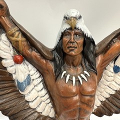 Ceramic Native American Eagle Dancer Statue, Hand Painted {GG}
