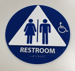 Acrylic Restroom Sex Neutral Sign set (round + rectangular), ADA & Braille