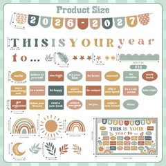 Classroom Bulletin Board Set Boho Motivational This is Your Year Decoration R…