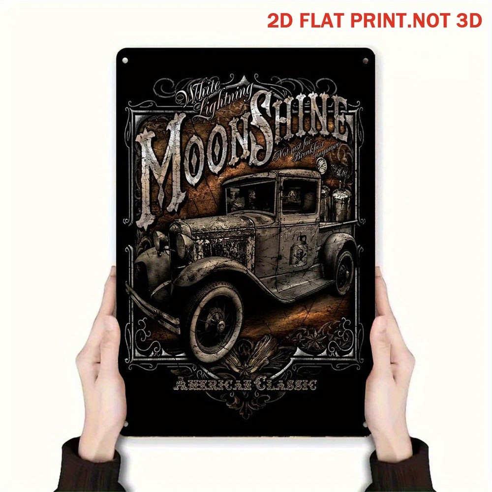 Moonshine Vintage Truck Metal Sign American Classic Bar Decor Whiskey Lover Gift